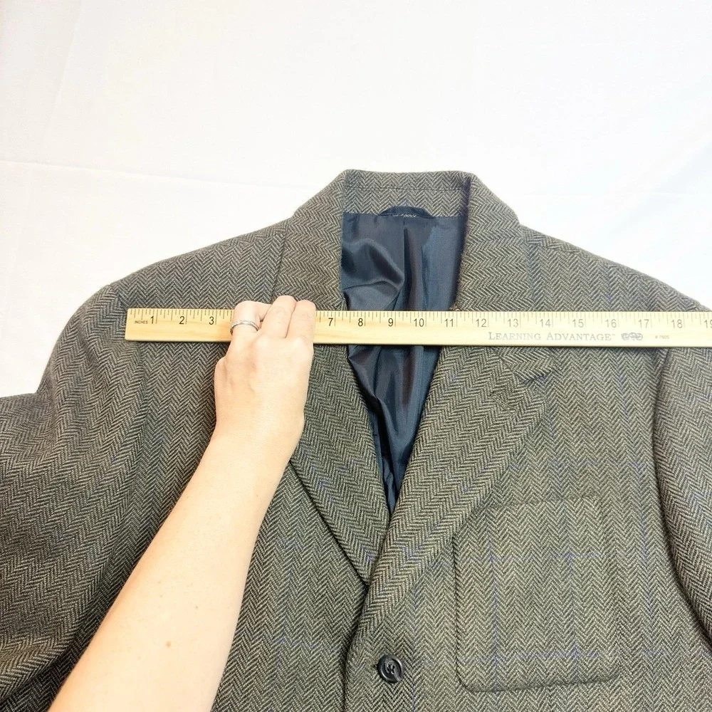 J. Crew Mens XL Gray Herringbone Wool 3 Button Tweed Blazer Sport Coat 48